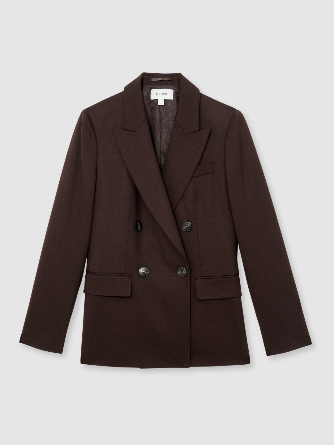 Petite Wool-Blend Double-Breasted Suit Blazer in Aubergine Women | Reiss