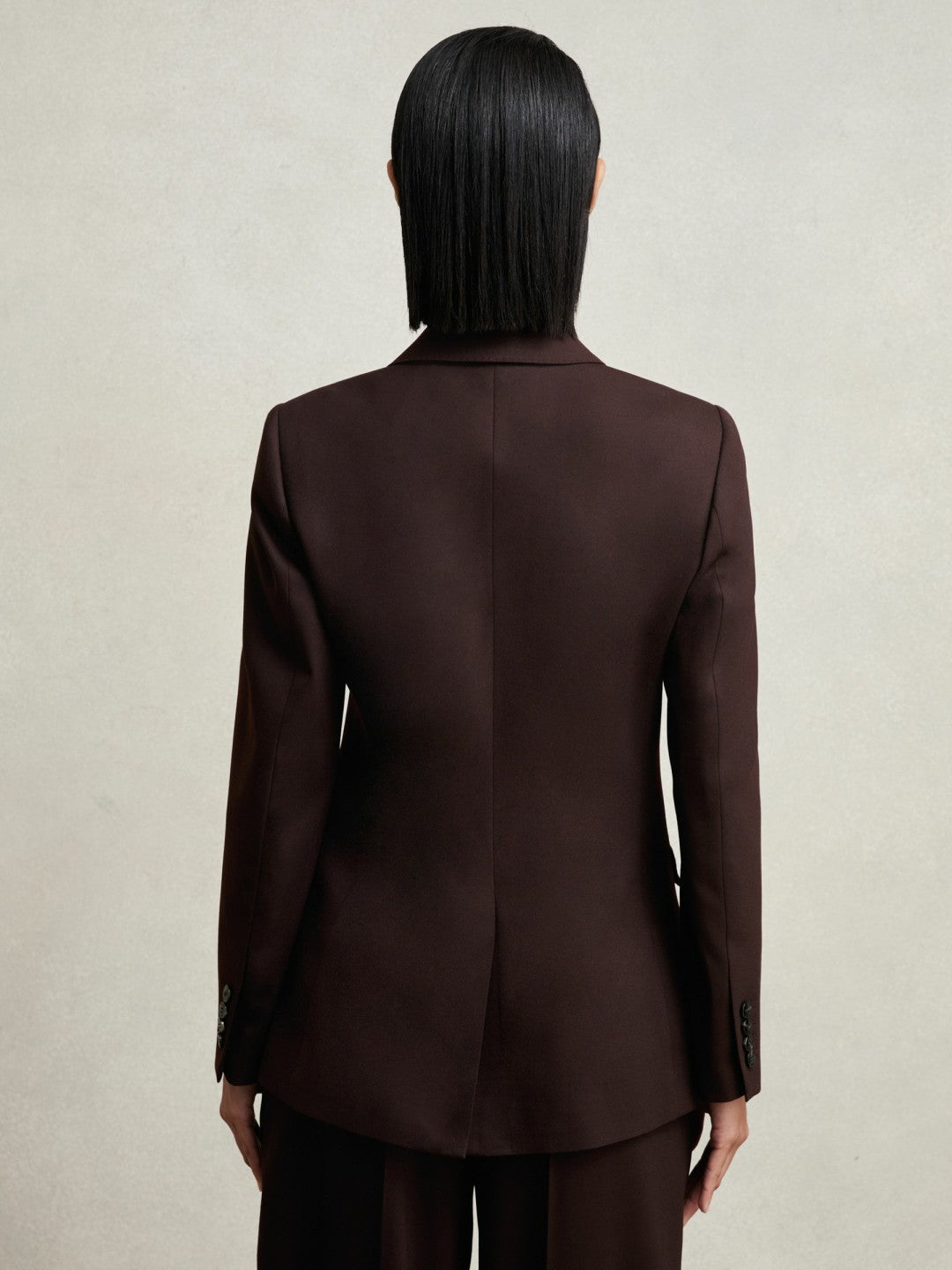 Petite Wool-Blend Double-Breasted Suit Blazer in Aubergine Women | Reiss