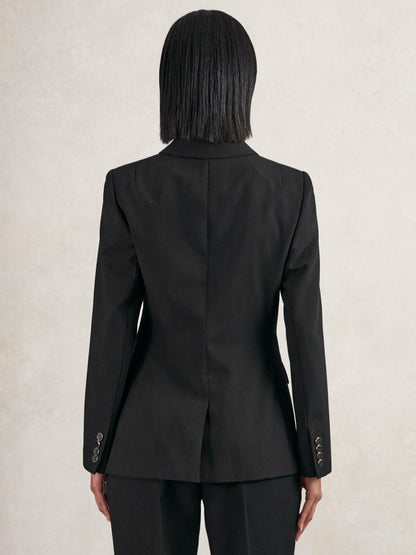 Petite Wool-Blend Double-Breasted Blazer in Black Women | Reiss