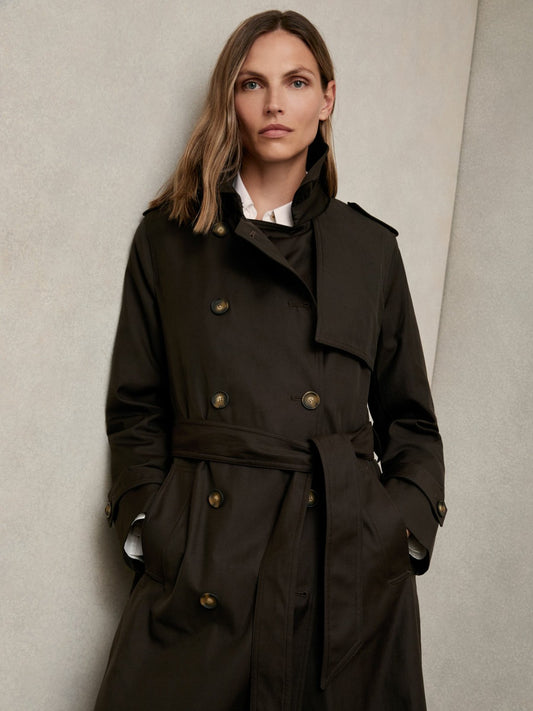 Petite Hooded Insert Trench Coat in Chocolate Brown Women | Reiss