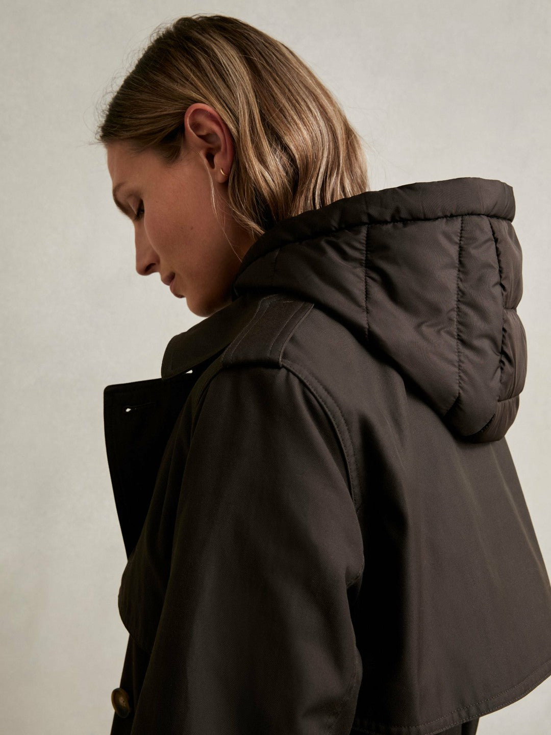 Hooded Insert Trench Coat in Chocolate Brown Women | Reiss