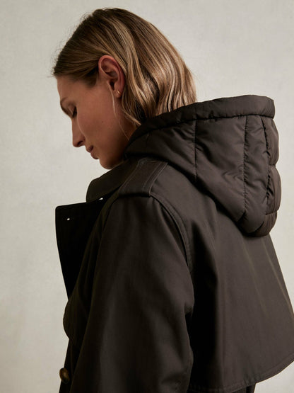 Hooded Insert Trench Coat in Chocolate Brown Women | Reiss
