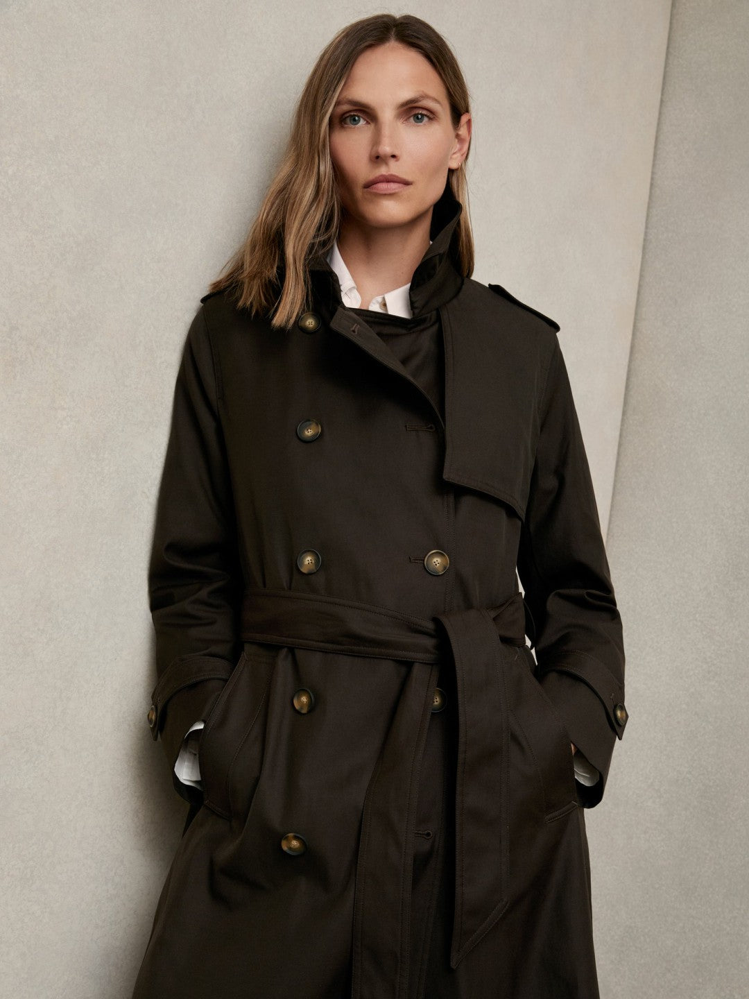 Hooded Insert Trench Coat in Chocolate Brown Women | Reiss