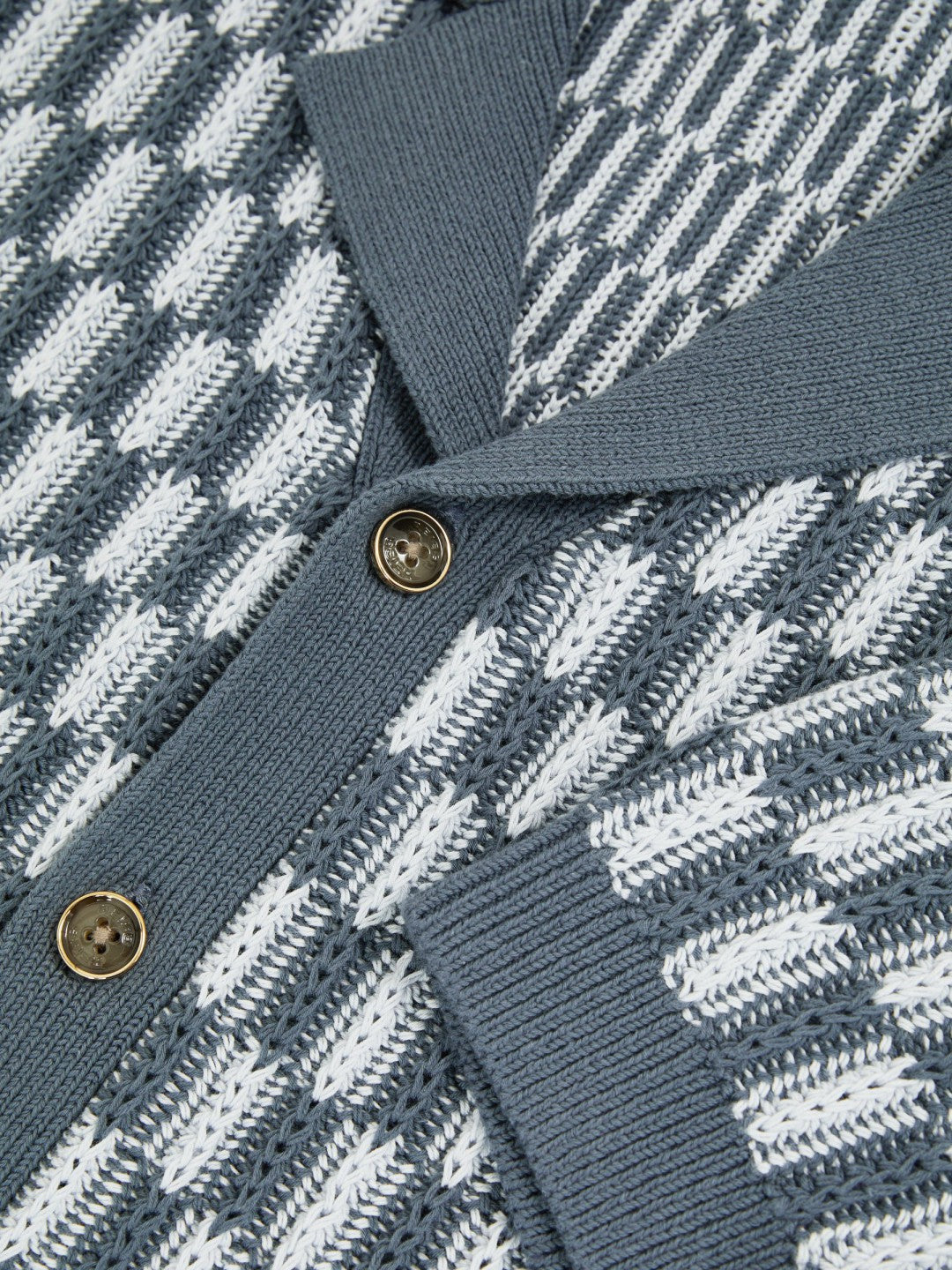 Cotton Checkerboard-Knit Shirt in Airforce Blue/Soft Blue Men | Reiss