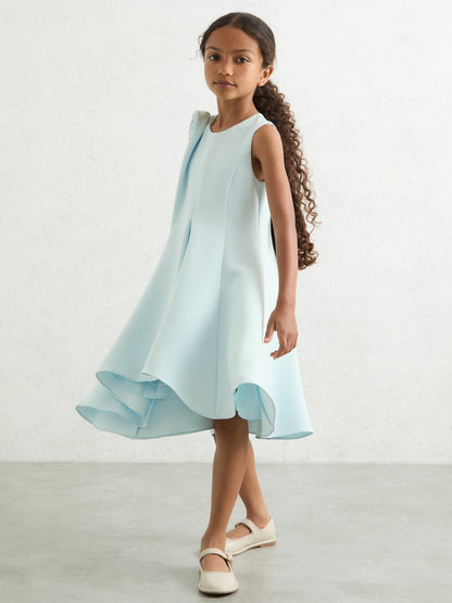 13-14 yrs Flower-Detail Fit-And-Flare Dress in Blue Children & Baby | Reiss