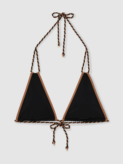 Triangle Twist-Strap Bikini Top in Black/Brown Women | Reiss