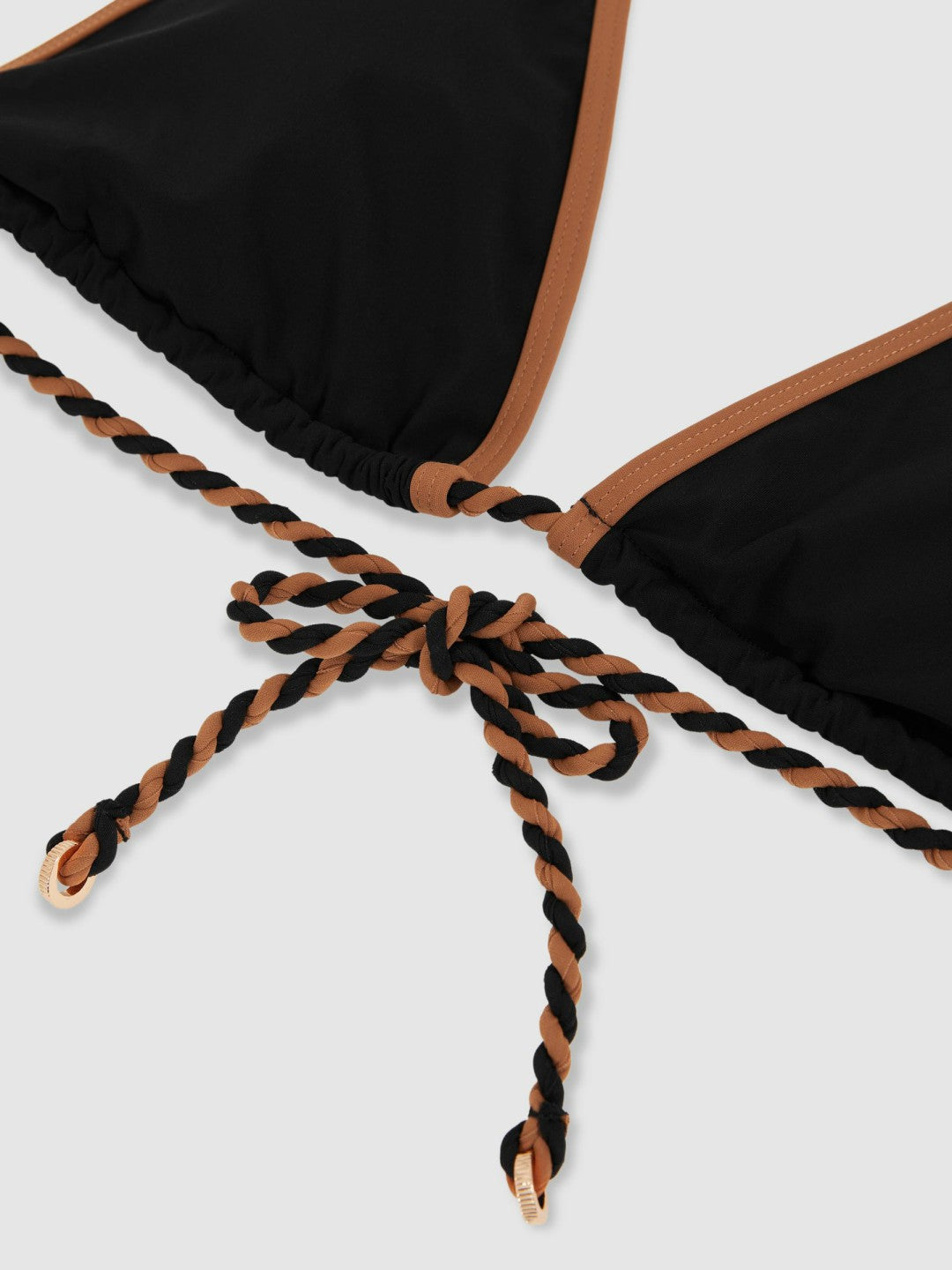 Triangle Twist-Strap Bikini Top in Black/Brown Women | Reiss