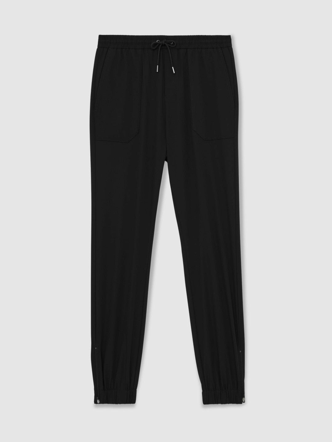 Drawstring Technical Cuffed Trousers in Black Men | Reiss