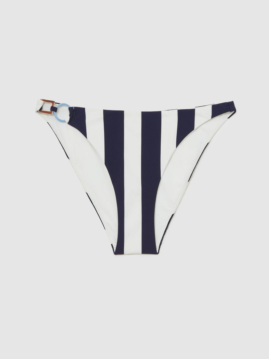 Stripe Ring-Detail Bikini Bottoms in Navy/Brown Women | Reiss