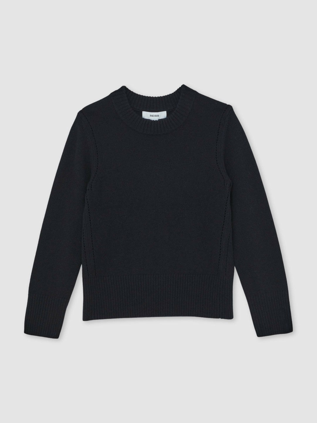 13-14 yrs Wool-Blend Open-Stitch Jumper with Cashmere in Navy Children & Baby | Reiss