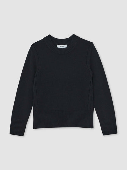 13-14 yrs Wool-Blend Open-Stitch Jumper with Cashmere in Navy Children & Baby | Reiss
