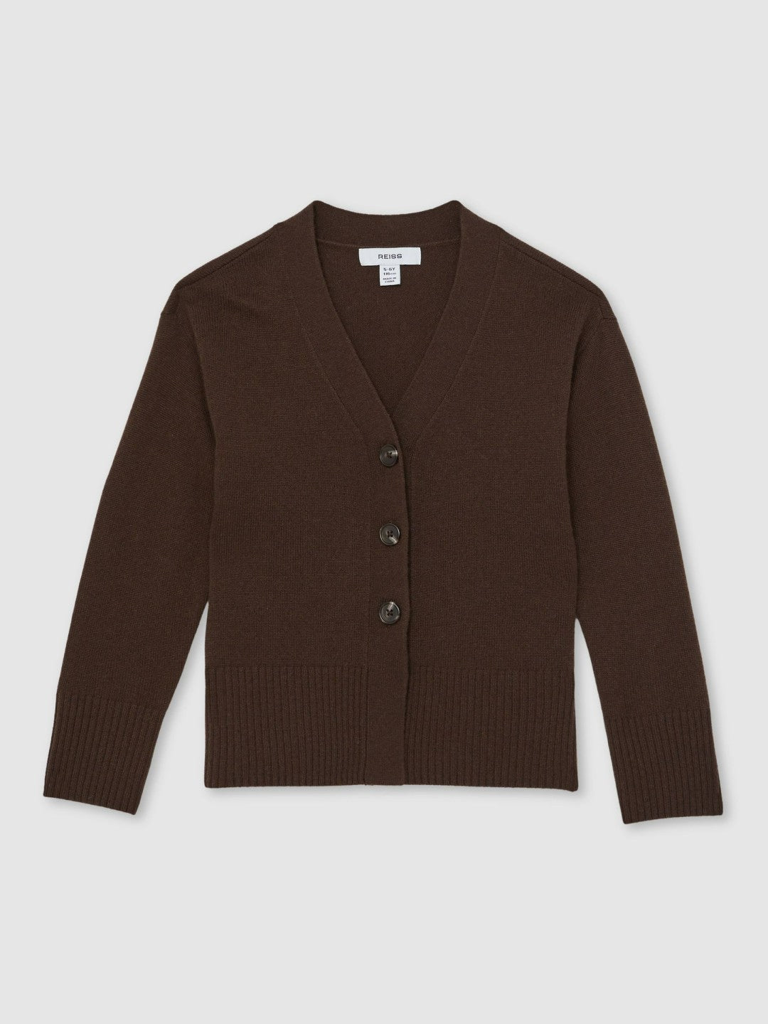 9-13 yrs Wool-Blend Fitted Cardigan With Cashmere in Brown Children & Baby | Reiss