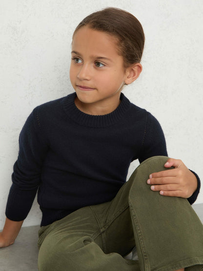 3-9 yrs Wool-Blend Open-Stitch Jumper with Cashmere in Navy Children & Baby | Reiss