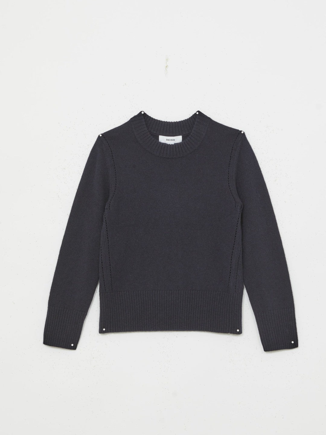 3-9 yrs Wool-Blend Open-Stitch Jumper with Cashmere in Navy Children & Baby | Reiss