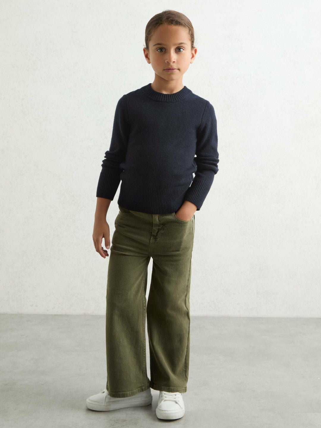 3-9 yrs Wool-Blend Open-Stitch Jumper with Cashmere in Navy Children & Baby | Reiss