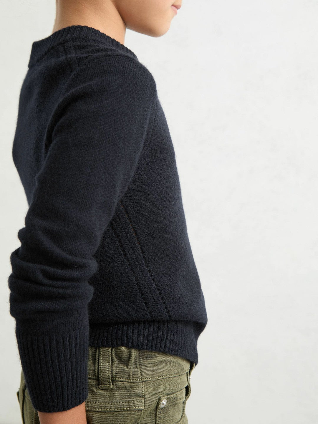 3-9 yrs Wool-Blend Open-Stitch Jumper with Cashmere in Navy Children & Baby | Reiss