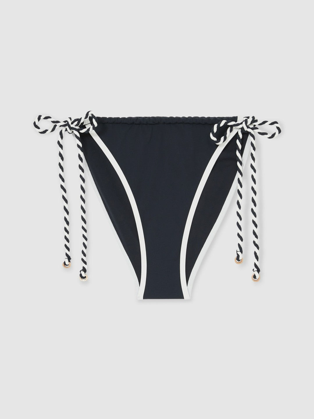 Twist-Strap Tie-Side Bikini Bottoms in Navy/White Women | Reiss