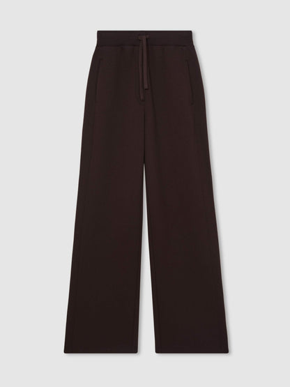 Wide-Leg Interlock Drawstring Joggers in Plum Women | Reiss