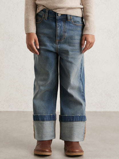 9-13 yrs Straight-Leg Turn-Up Jeans in Blue Children & Baby | Reiss