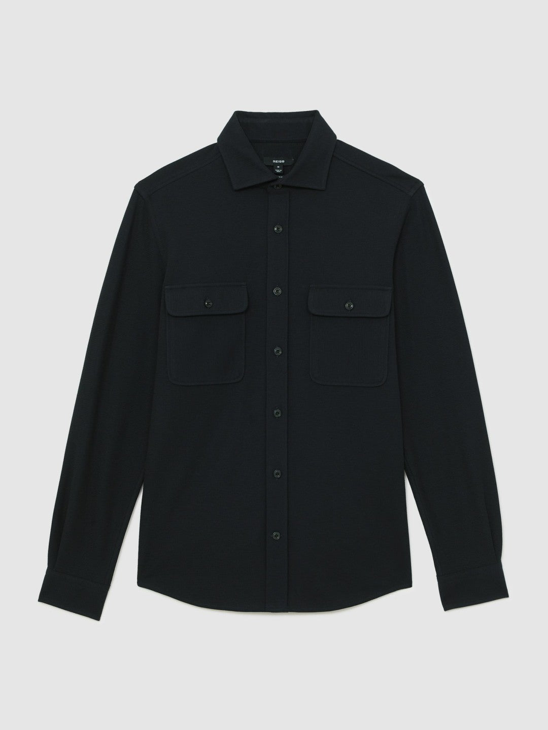 Textured Twin Pocket Cotton Blend Overshirt in Navy Men | Reiss