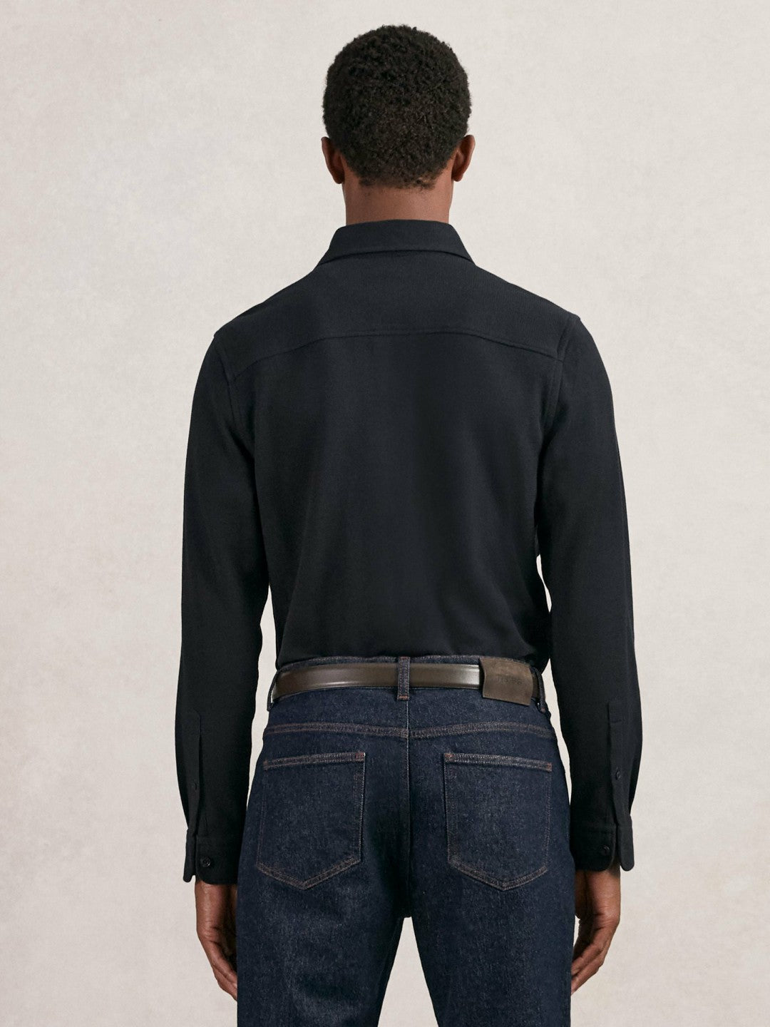 Textured Twin Pocket Cotton Blend Overshirt in Navy Men | Reiss