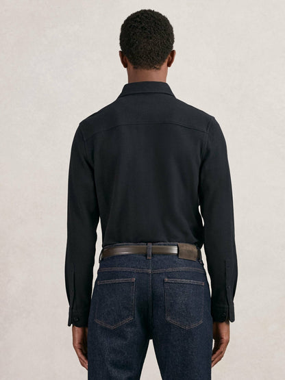 Textured Twin Pocket Cotton Blend Overshirt in Navy Men | Reiss