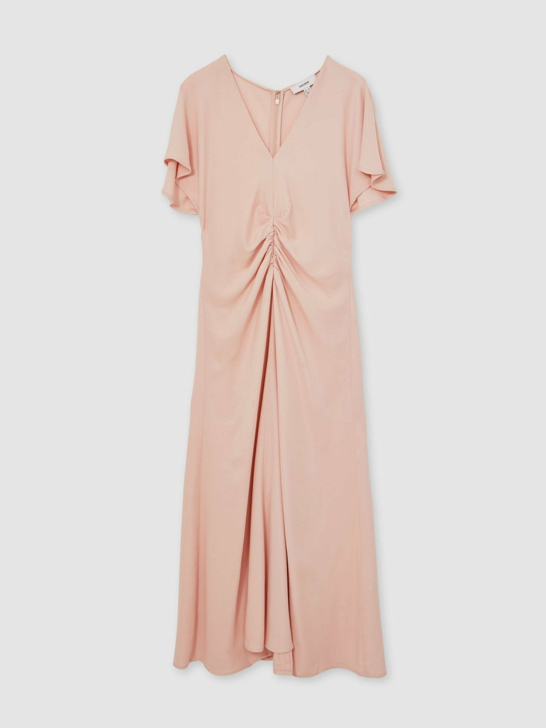 Ruched-Front Midi Dress in Pale Pink Women | Reiss