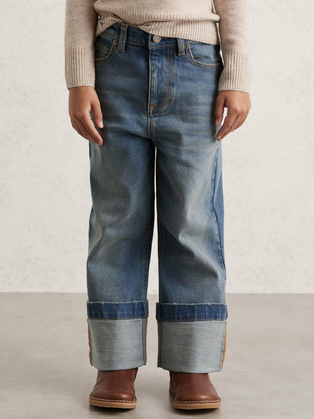 3-9 yrs Straight-Leg Turn-Up Jeans in Blue Children & Baby | Reiss