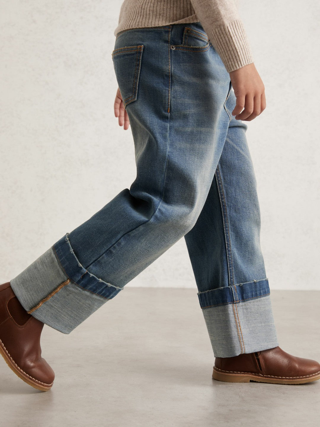 3-9 yrs Straight-Leg Turn-Up Jeans in Blue Children & Baby | Reiss