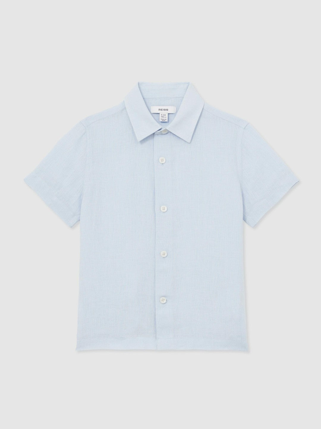 3-9 yrs Short Sleeve Linen Shirt in Pale Blue Children & Baby | Reiss