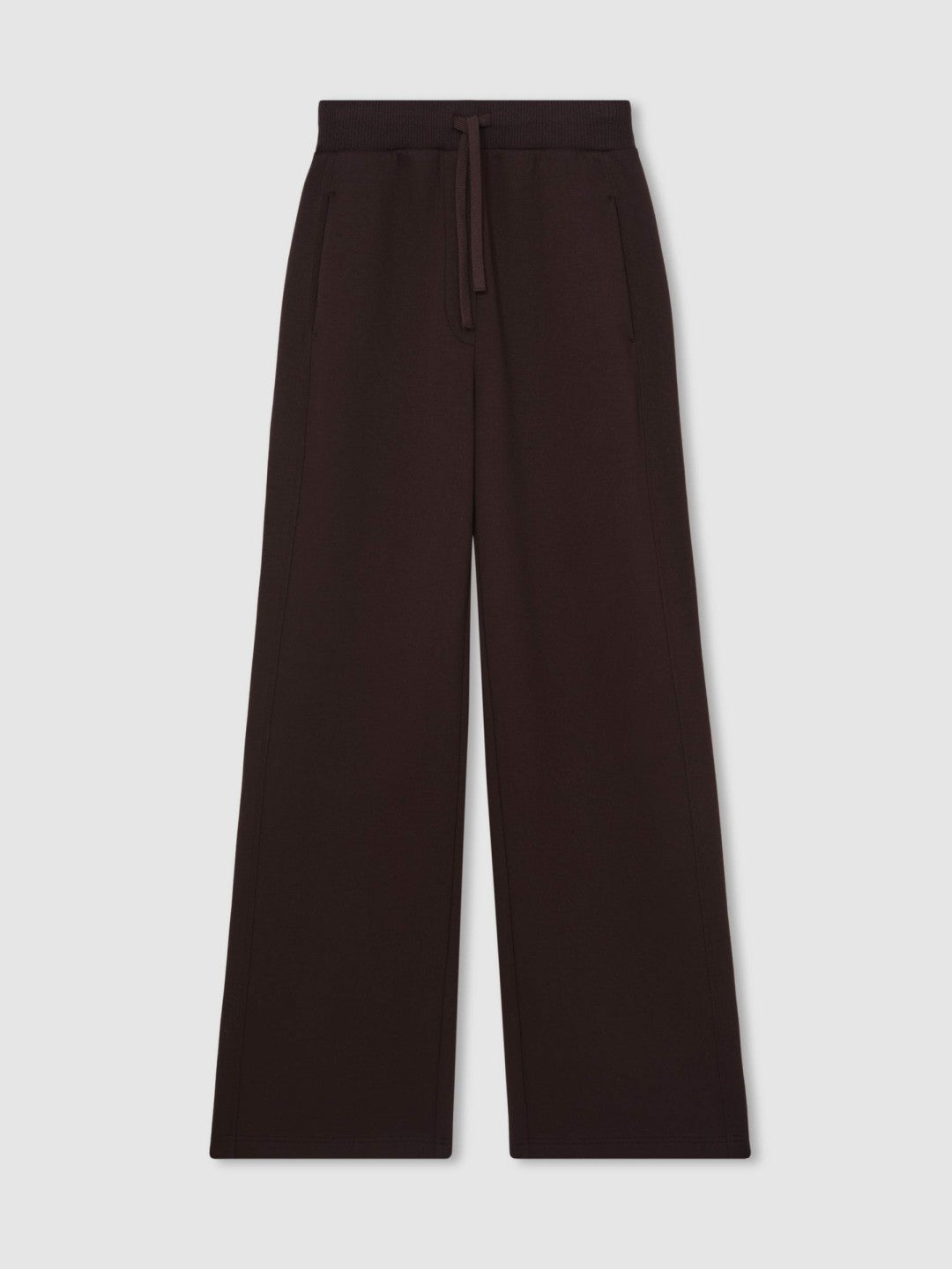 Petite Wide-Leg Interlock Drawstring Joggers in Plum Women | Reiss