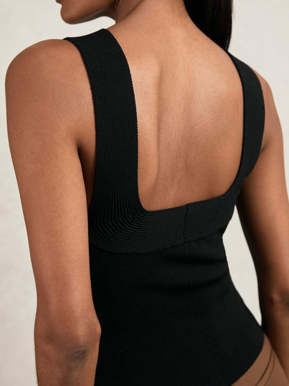 Low-Back Rib-Knit Vest in Black Women | Reiss
