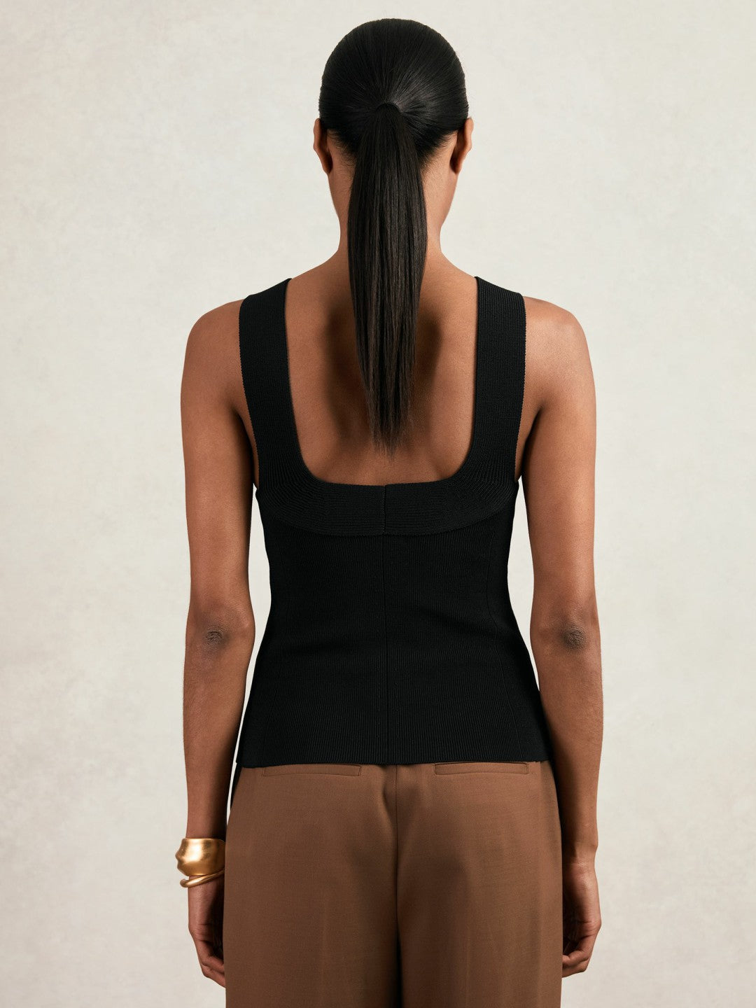 Low-Back Rib-Knit Vest in Black Women | Reiss