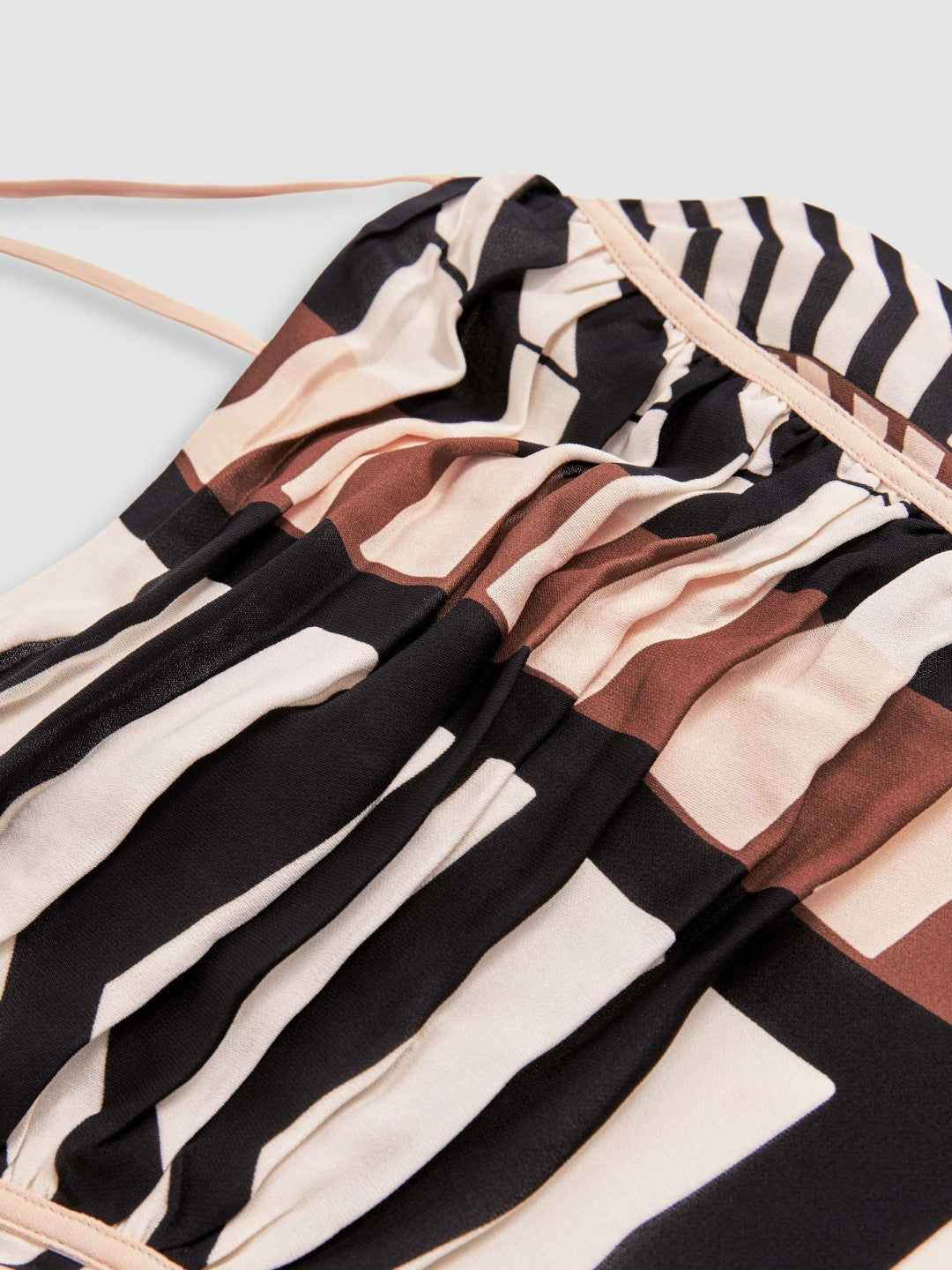 Chevron-Stripe Ruched Midi Dress in Black/Brown Women | Reiss