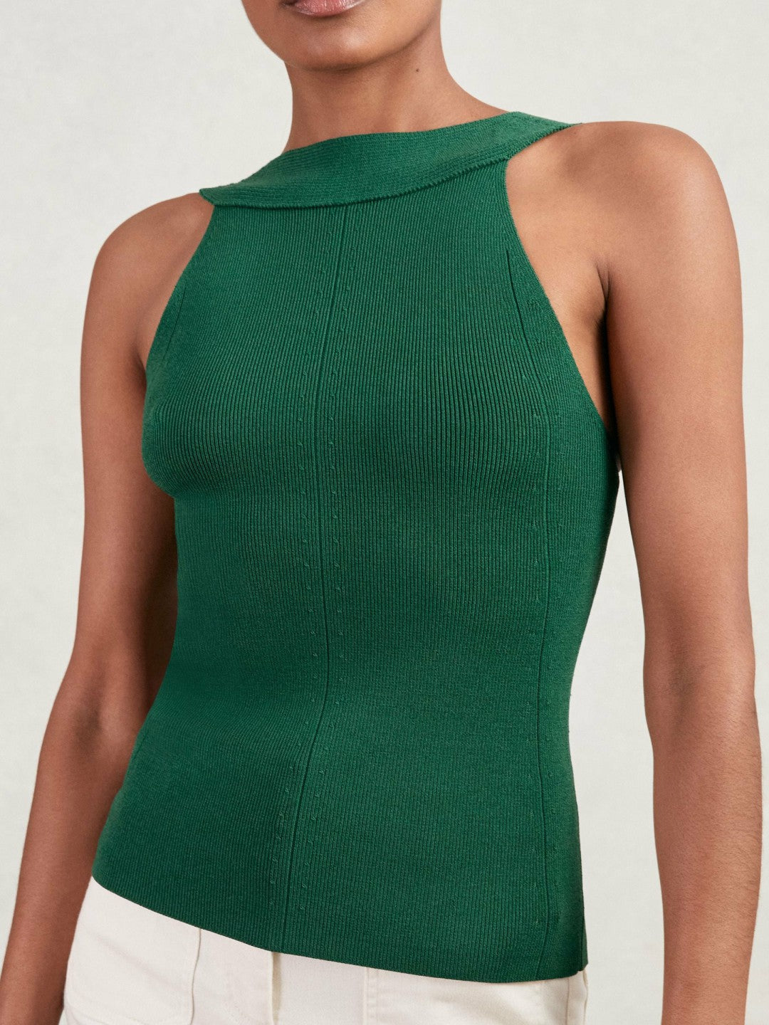 Low-Back Rib-Knit Vest in Green Women | Reiss