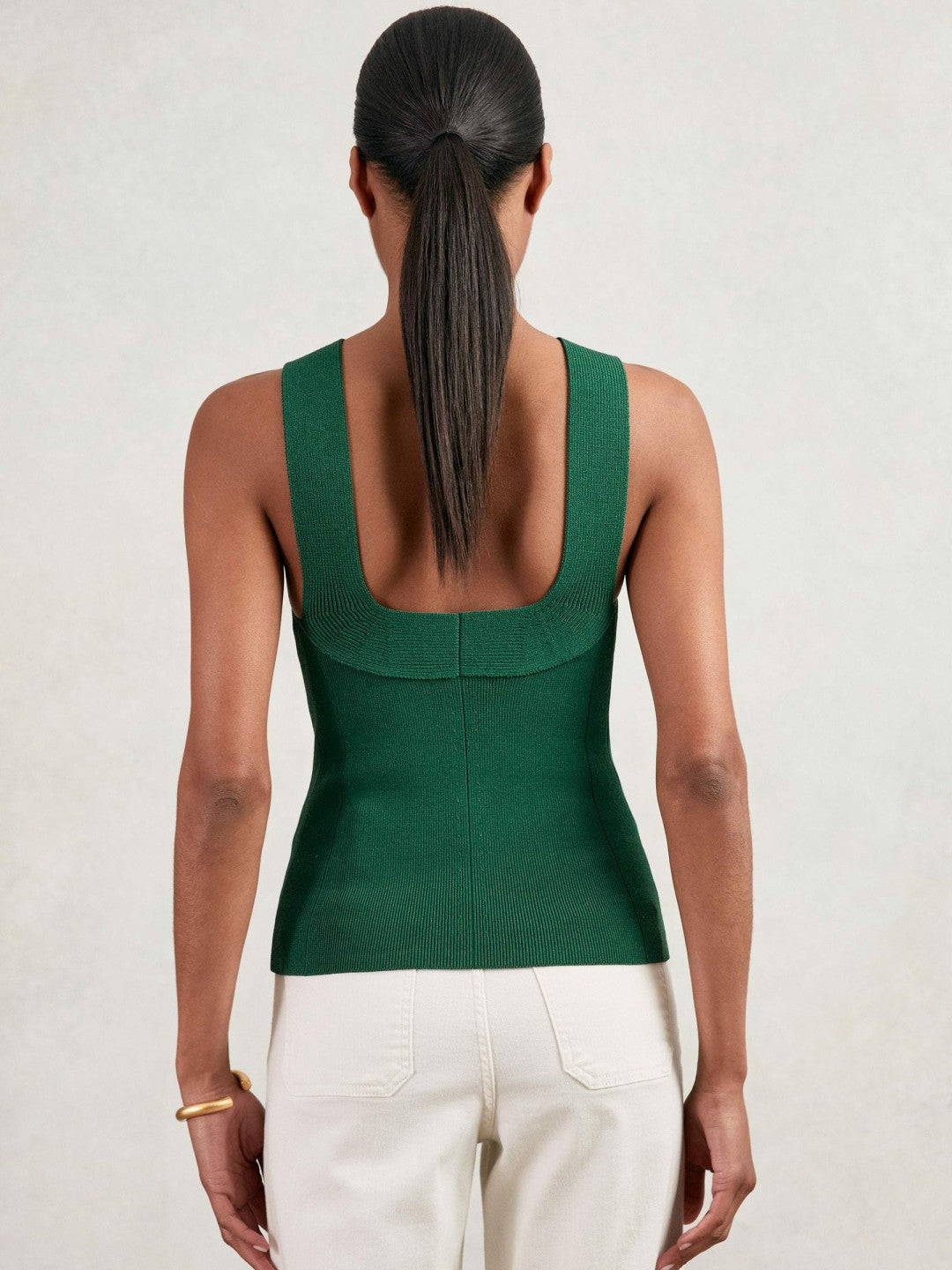 Low-Back Rib-Knit Vest in Green Women | Reiss