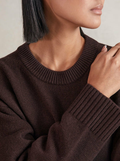 Wool-Cashmere Crew-Neck Jumper in Plum Women | Reiss