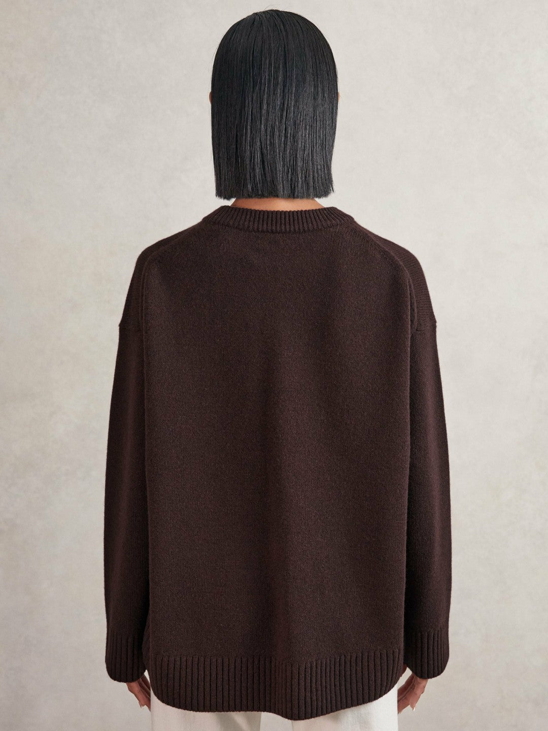 Wool-Cashmere Crew-Neck Jumper in Plum Women | Reiss