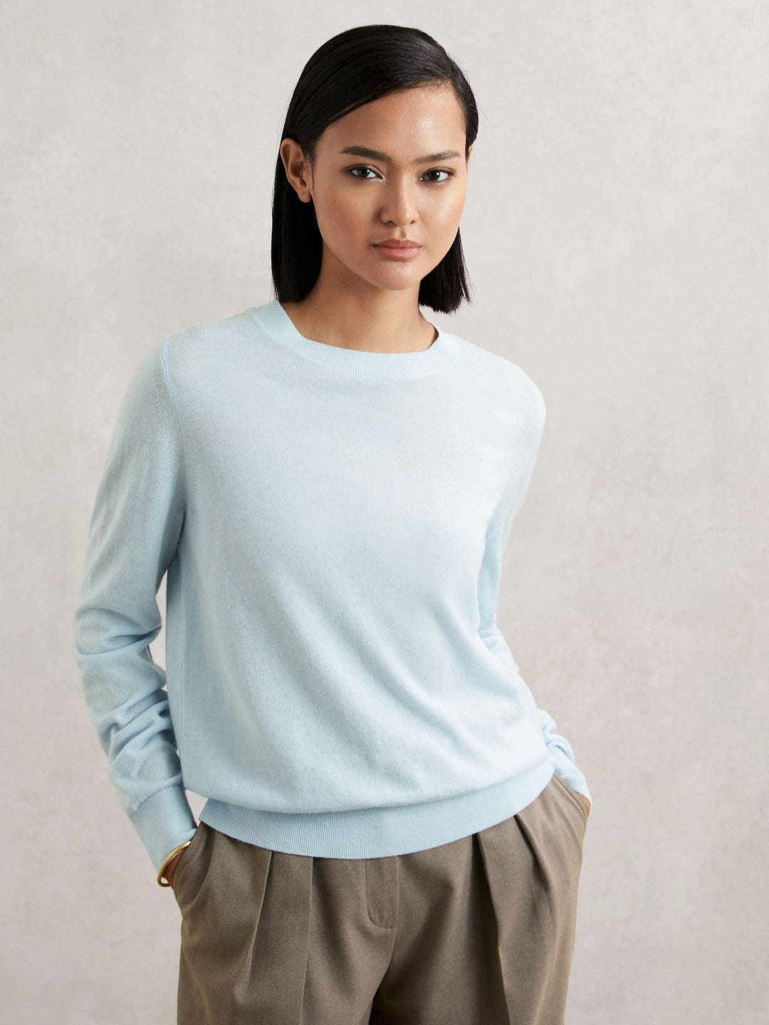Merino Wool Crew-Neck Jumper in Blue Women | Reiss