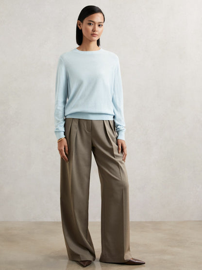 Merino Wool Crew-Neck Jumper in Blue Women | Reiss