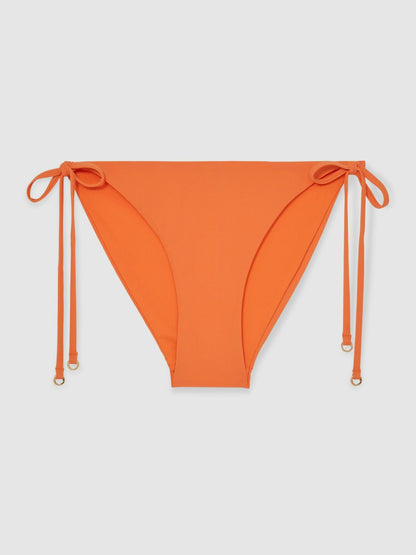 Side Tie Bikini Bottoms in Coral Orange Women | Reiss