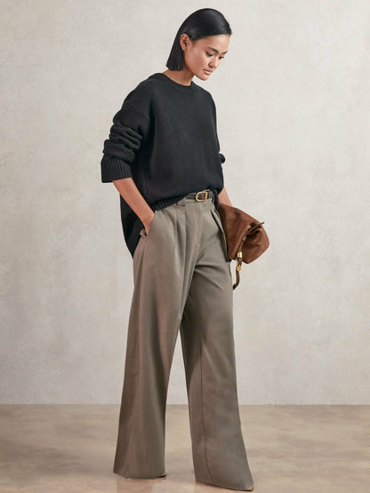 Wool-Cashmere Crew-Neck Jumper in Black Women | Reiss
