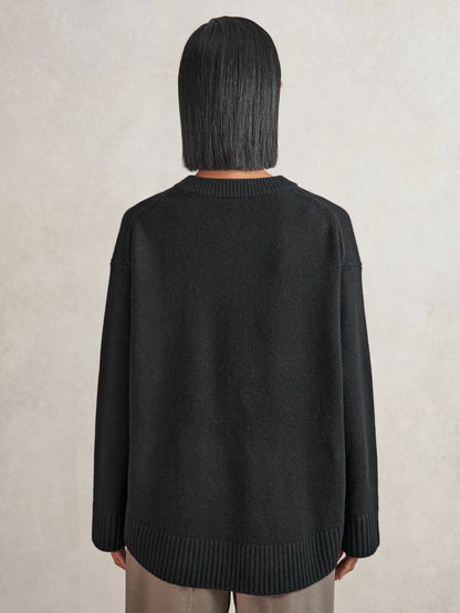 Wool-Cashmere Crew-Neck Jumper in Black Women | Reiss