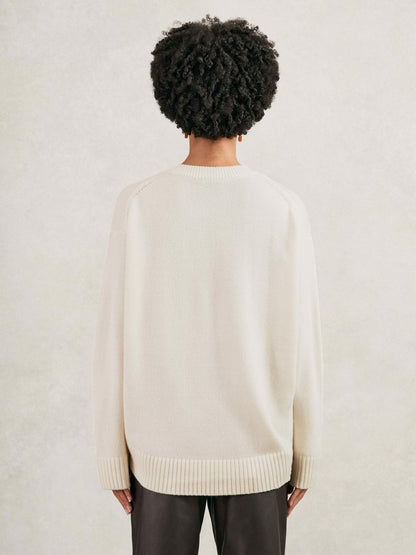 Wool-Cashmere Crew-Neck Jumper in Cream Women | Reiss