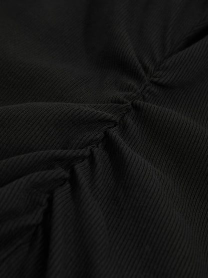 Stretch-Cotton Ribbed Asymmetric Vest in Black Women | Reiss