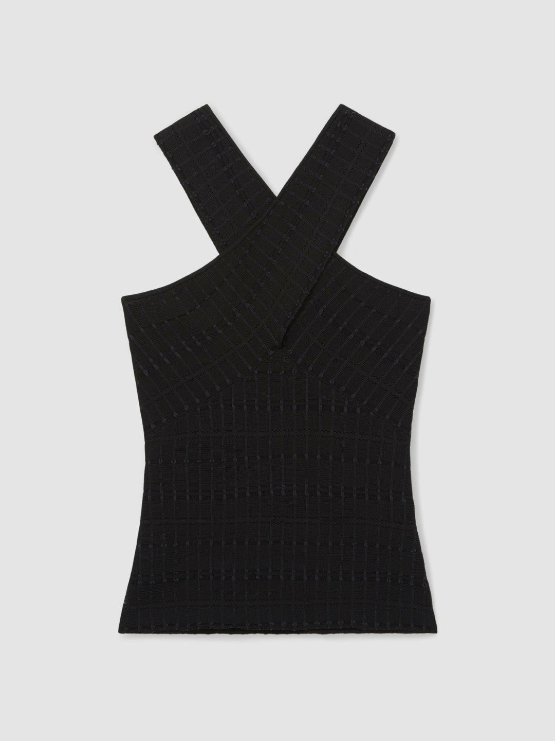 Cross Neck Textured Top in Black Women | Reiss