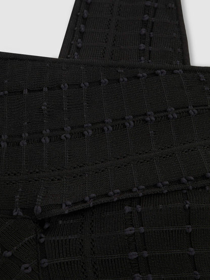 Cross Neck Textured Top in Black Women | Reiss