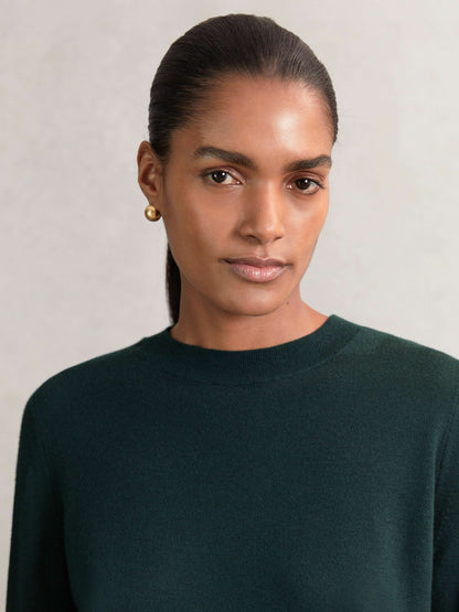 Merino Wool Crew-Neck Jumper in Green Women | Reiss