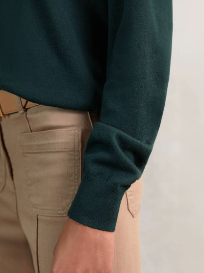 Merino Wool Crew-Neck Jumper in Green Women | Reiss