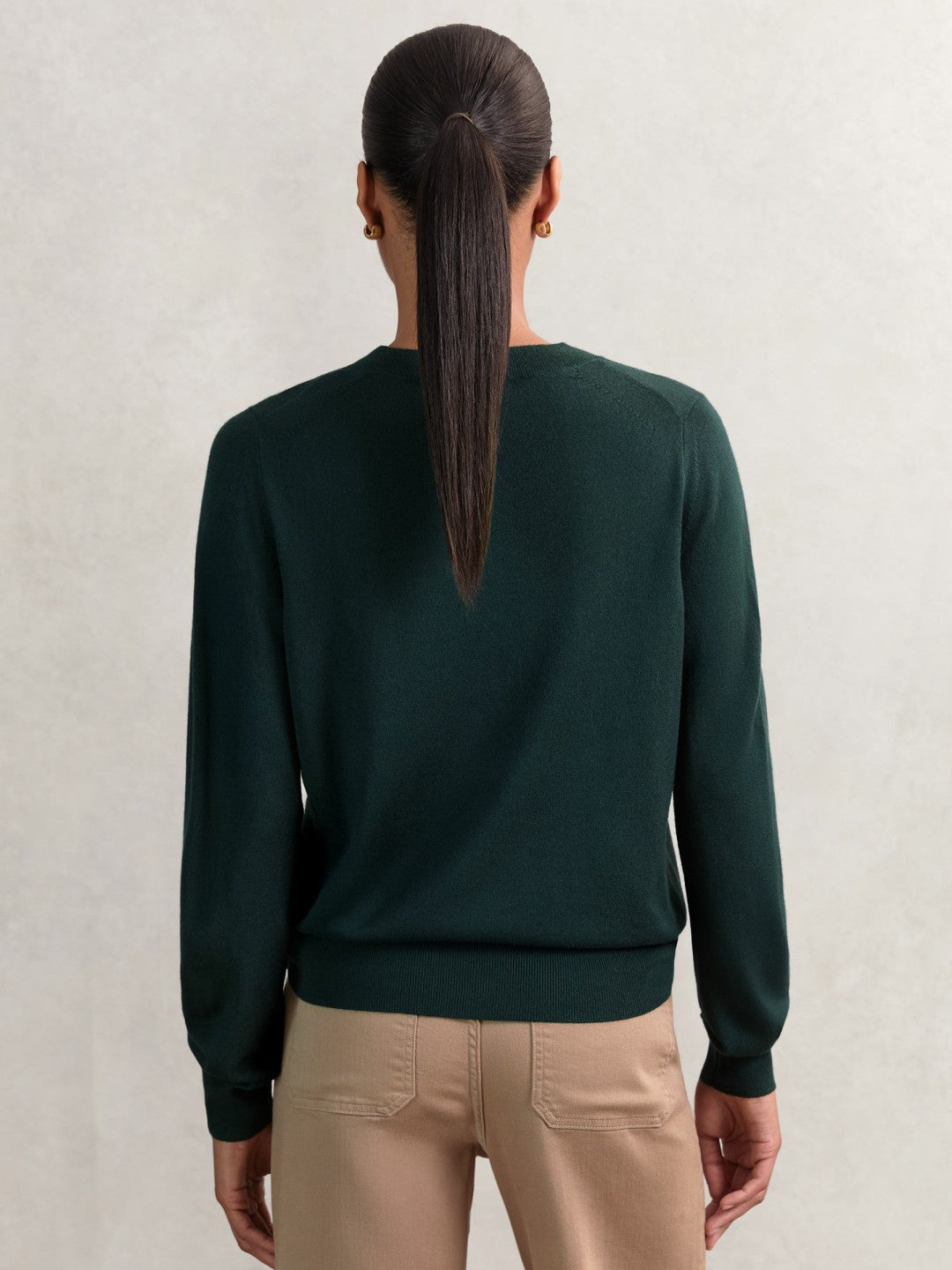 Merino Wool Crew-Neck Jumper in Green Women | Reiss